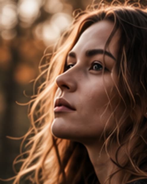 Portret in zacht tegenlicht tussen herfstkleuren